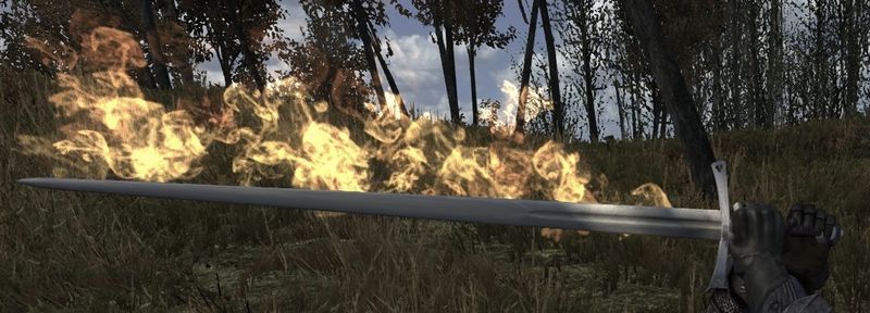 flaming sword wielded 